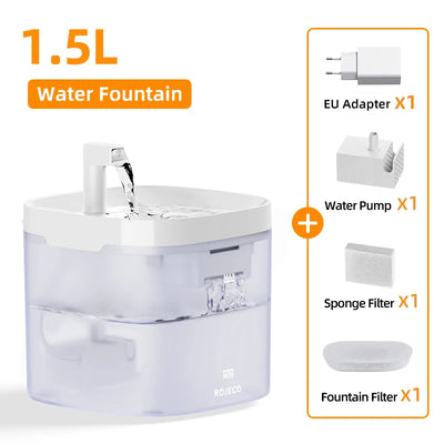 Fuente de agua para mascota y filtro de recirculación automático.