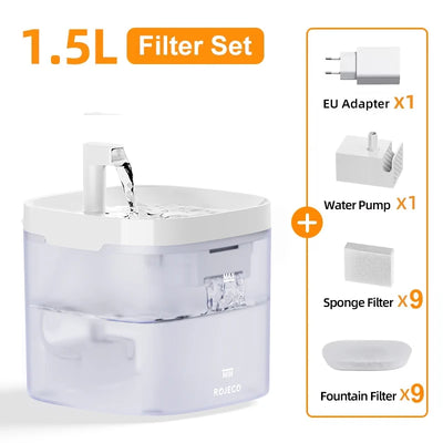 Fuente de agua para mascota y filtro de recirculación automático.