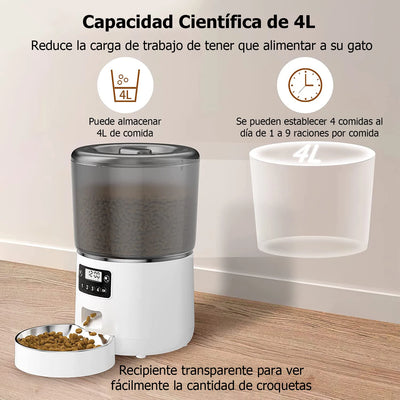 Dispensador automático de comida de 4L y Control inteligente.