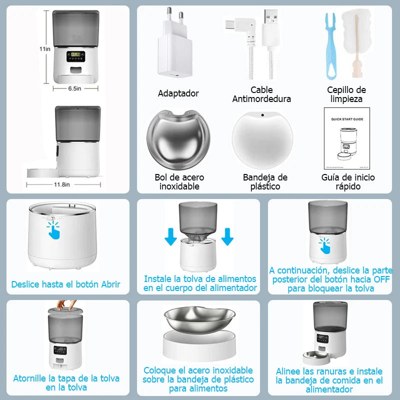 Dispensador automático de comida de 4L y Control inteligente.