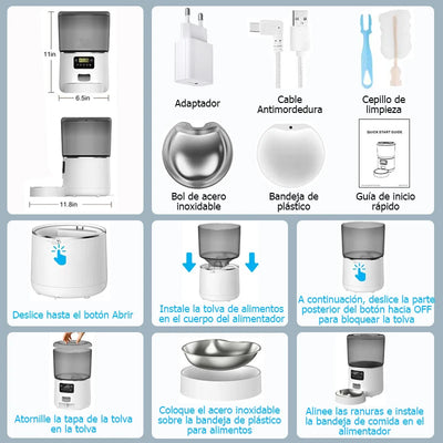 Dispensador automático de comida de 4L y Control inteligente.