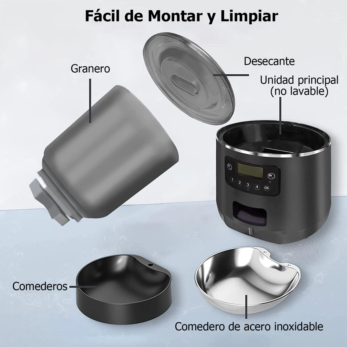 Dispensador automático de comida de 4L y Control inteligente.